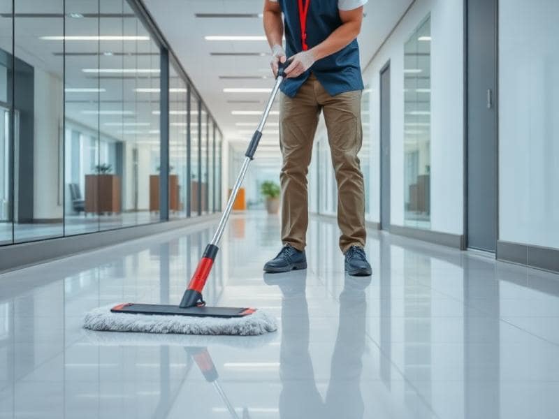 Janitorial floor sweeping and mopping service