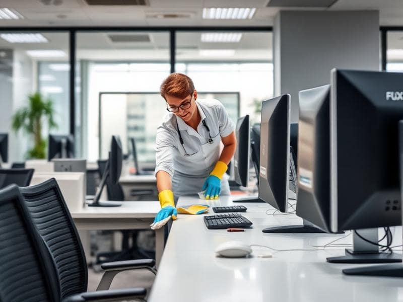 Professional office desk and workstation cleaning service